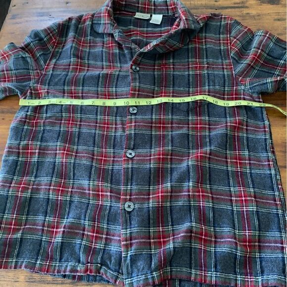 LL Bean Plaid Gray Red Short 100% Cotton Flannel Sz M Short - Picture 4 of 8